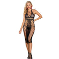SUBBLIME Lange Zwart Fishnet Jurk One size