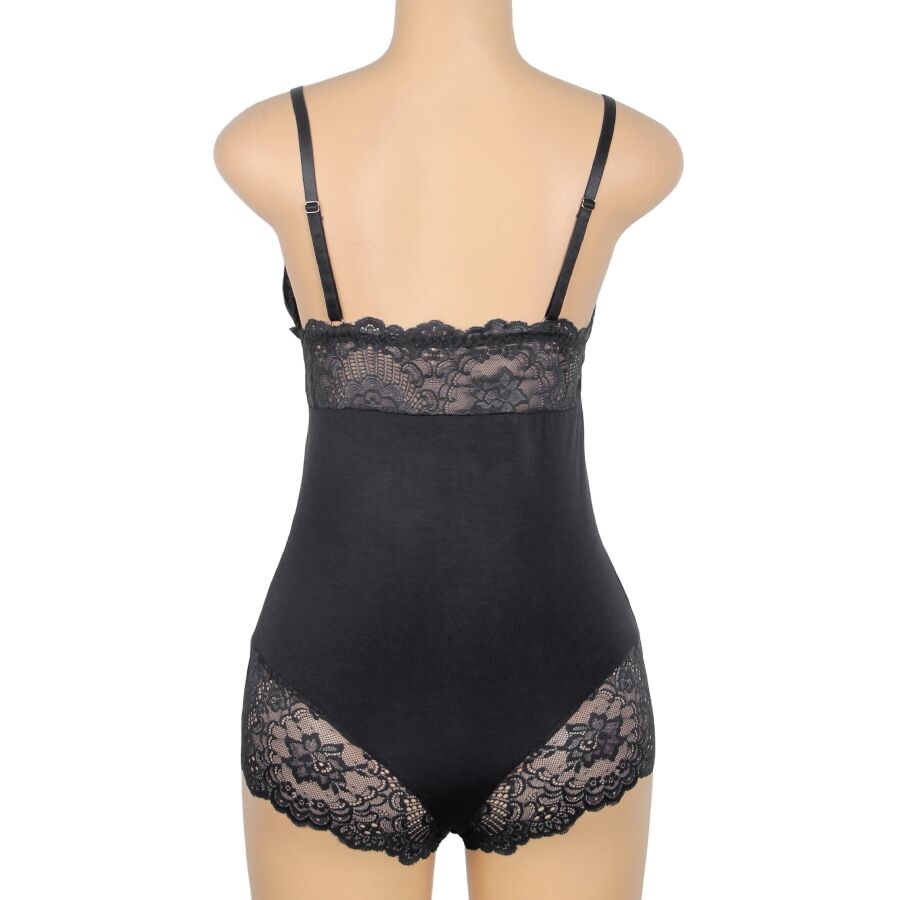 SUBBLIME Black Floral Lace Detail Teddy S/M