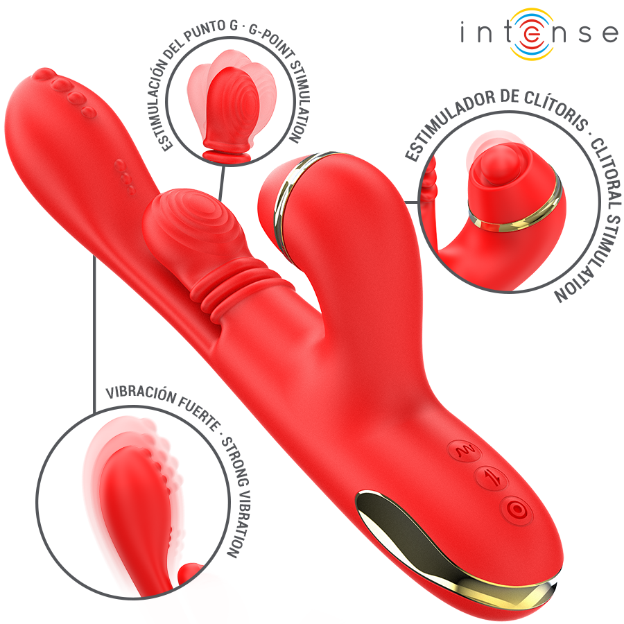 Katy Multifunctionele Clitoris Stimulator met 4 Verwisselbare Opzetstukken Rood