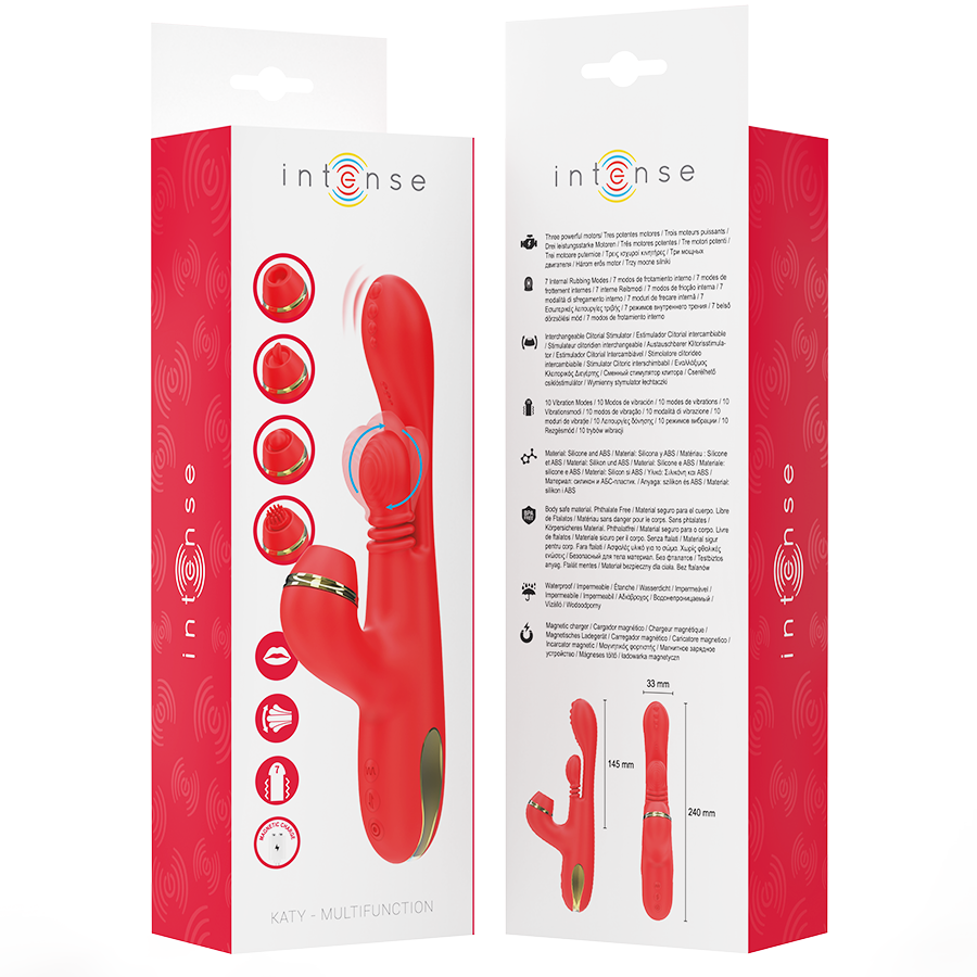 Katy Multifunctionele Clitoris Stimulator met 4 Verwisselbare Opzetstukken Rood