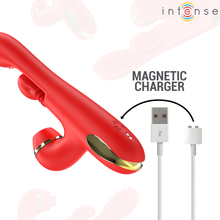 Katy Multifunctionele Clitoris Stimulator met 4 Verwisselbare Opzetstukken Rood