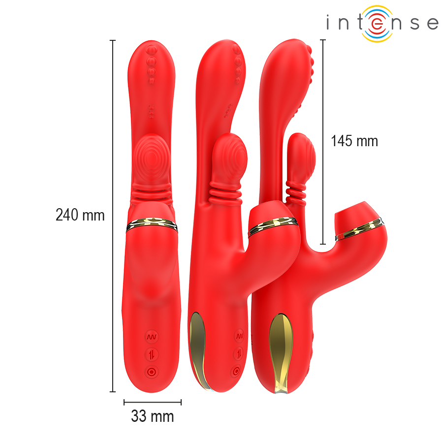 Katy Multifunctionele Clitoris Stimulator met 4 Verwisselbare Opzetstukken Rood
